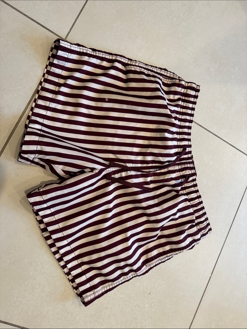 H&M Burgundy and White Striped Women's Shorts